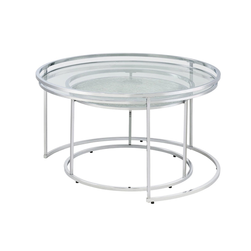 Tables gigognes Glam Chrome avec plateau en verre