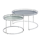 Tables gigognes Glam Chrome avec plateau en verre
