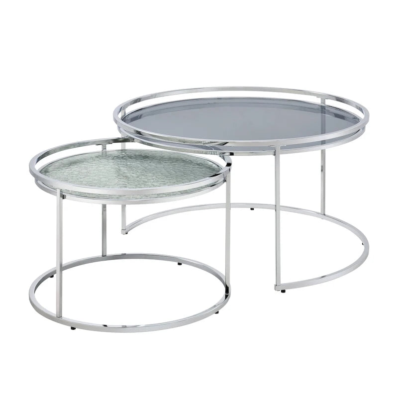 Tables gigognes Glam Chrome avec plateau en verre