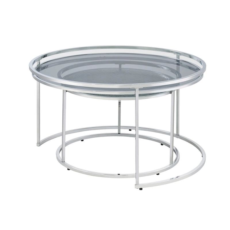 Tables gigognes Glam Chrome avec plateau en verre