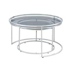 Tables gigognes Glam Chrome avec plateau en verre