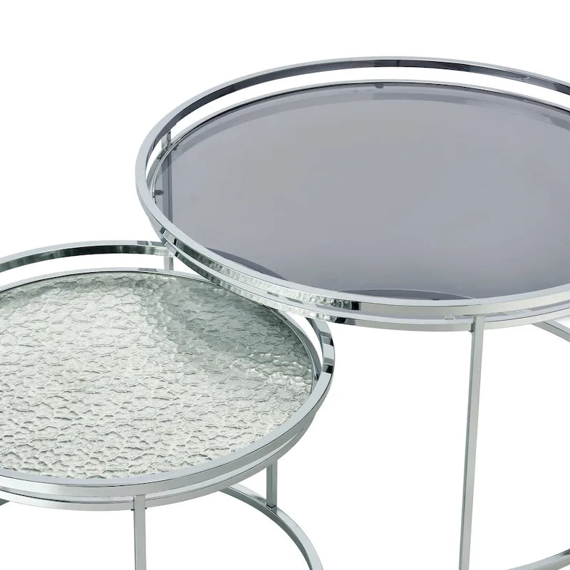 Tables gigognes Glam Chrome avec plateau en verre