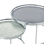 Tables gigognes Glam Chrome avec plateau en verre