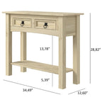 Console de table en bois avec 2 tiroirs