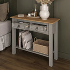 Console de table en bois avec 2 tiroirs