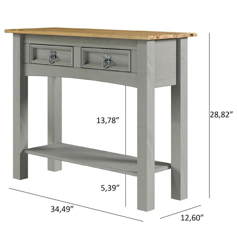 Console de table en bois avec 2 tiroirs