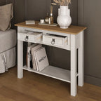 Console de table en bois avec 2 tiroirs