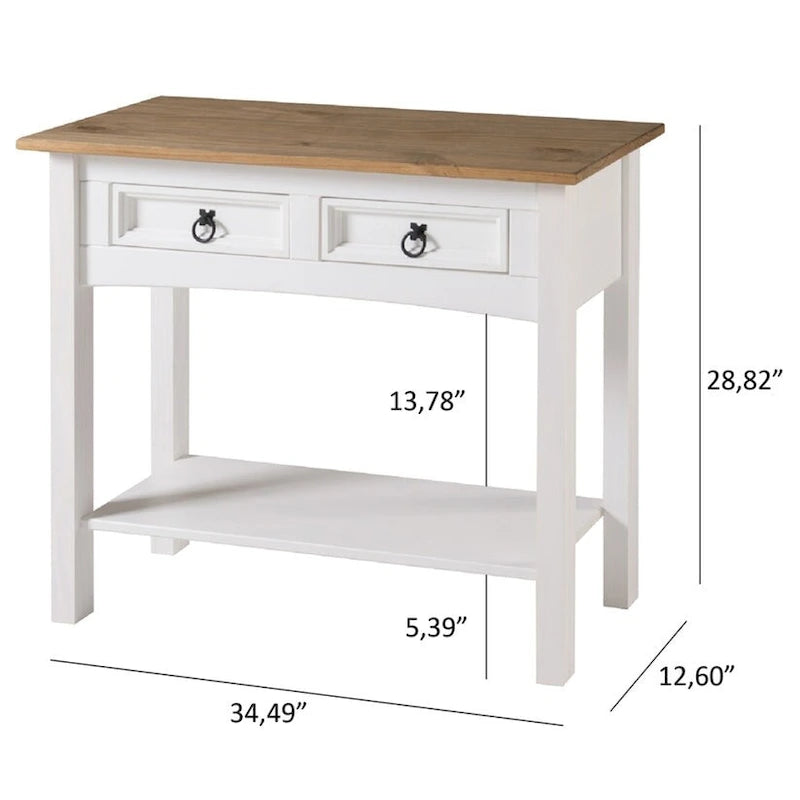 Console de table en bois avec 2 tiroirs