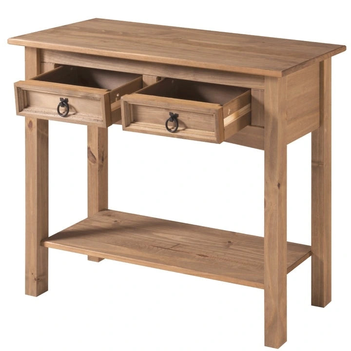 Console de table en bois avec 2 tiroirs