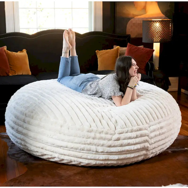 Pouf géant de 1,80 m en fausse fourrure