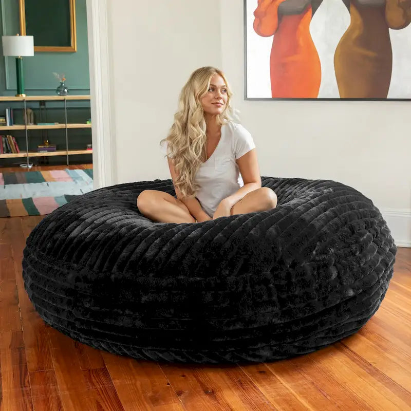 Pouf géant de 1,80 m en fausse fourrure