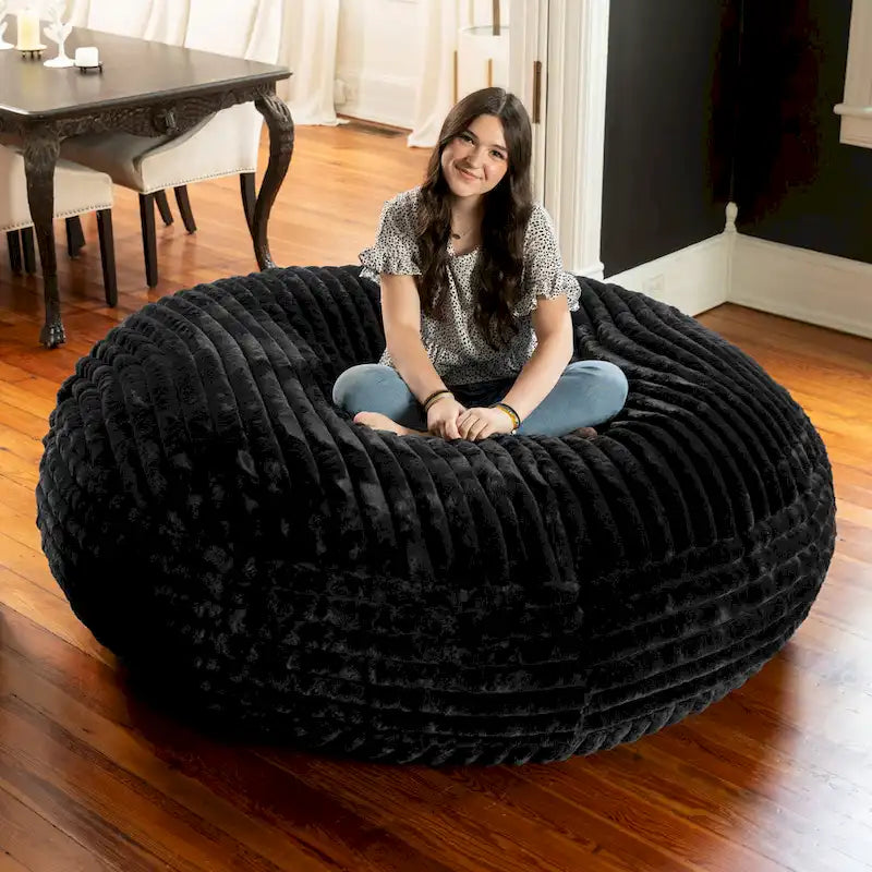 Pouf géant de 1,80 m en fausse fourrure