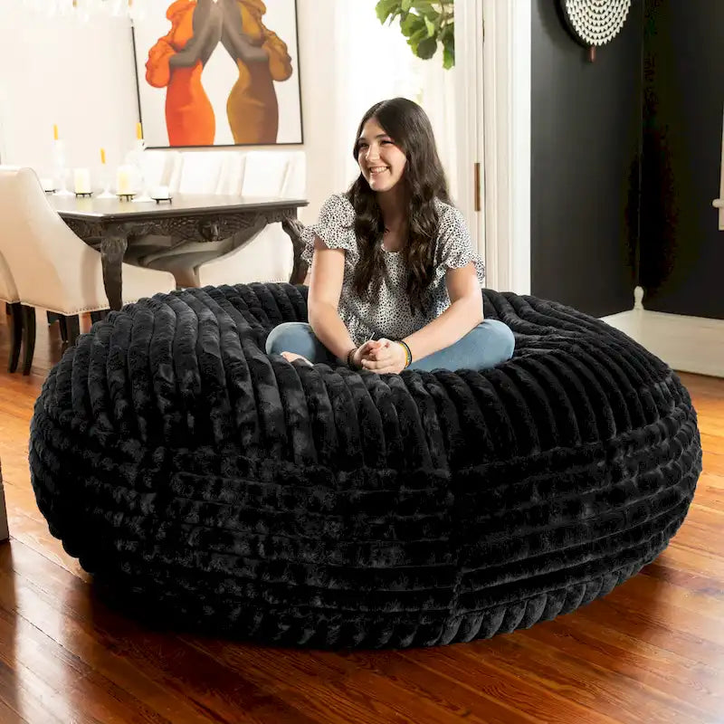 Pouf géant de 1,80 m en fausse fourrure