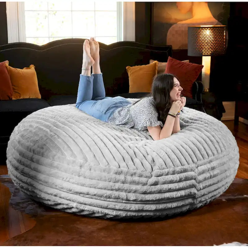 Pouf géant de 1,80 m en fausse fourrure