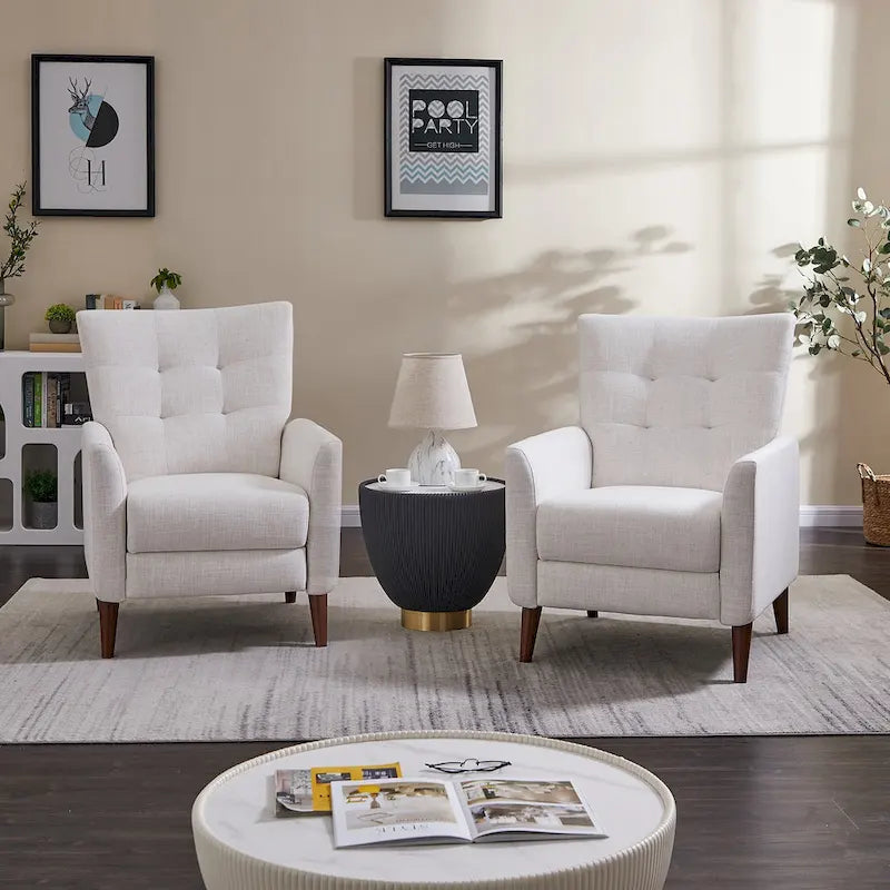 Fauteuil inclinable manuel moderne avec pieds en bois massif