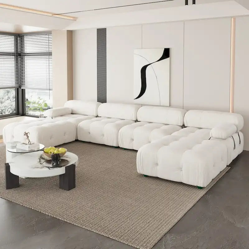 Canapé sectionnel modulaire moderne en velours en forme de U