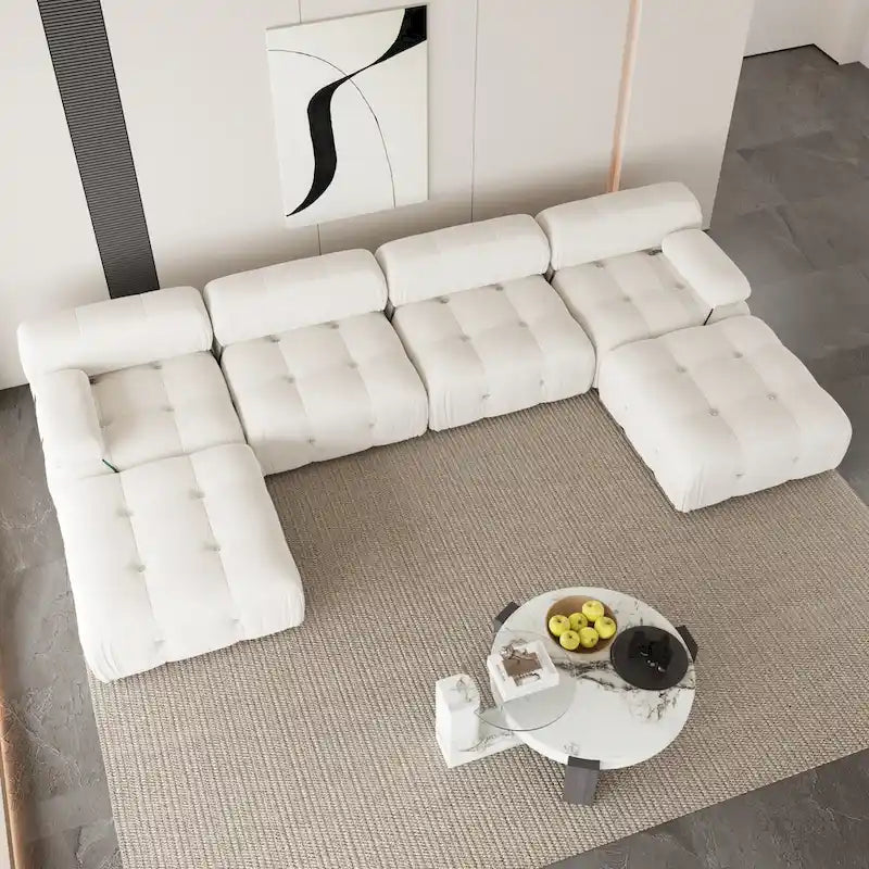 Canapé sectionnel modulaire moderne en velours en forme de U