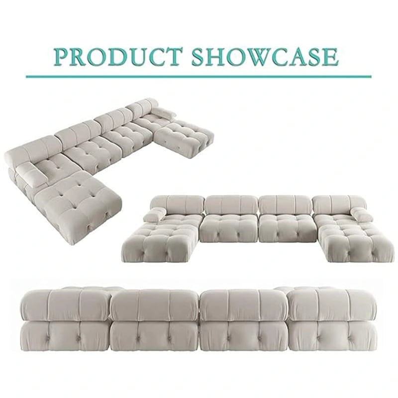 Canapé sectionnel modulaire moderne en velours en forme de U
