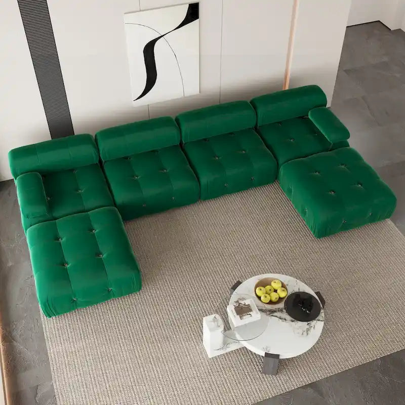 Canapé sectionnel modulaire moderne en velours en forme de U