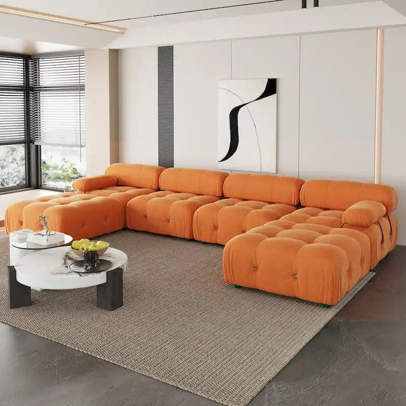 Canapé sectionnel modulaire moderne en velours en forme de U