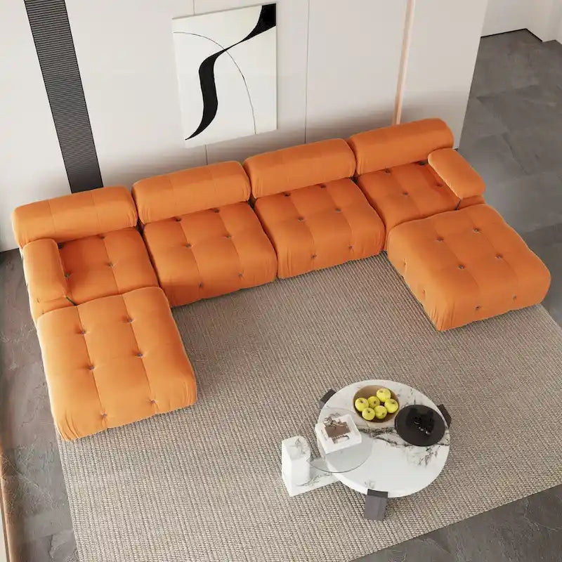 Canapé sectionnel modulaire moderne en velours en forme de U