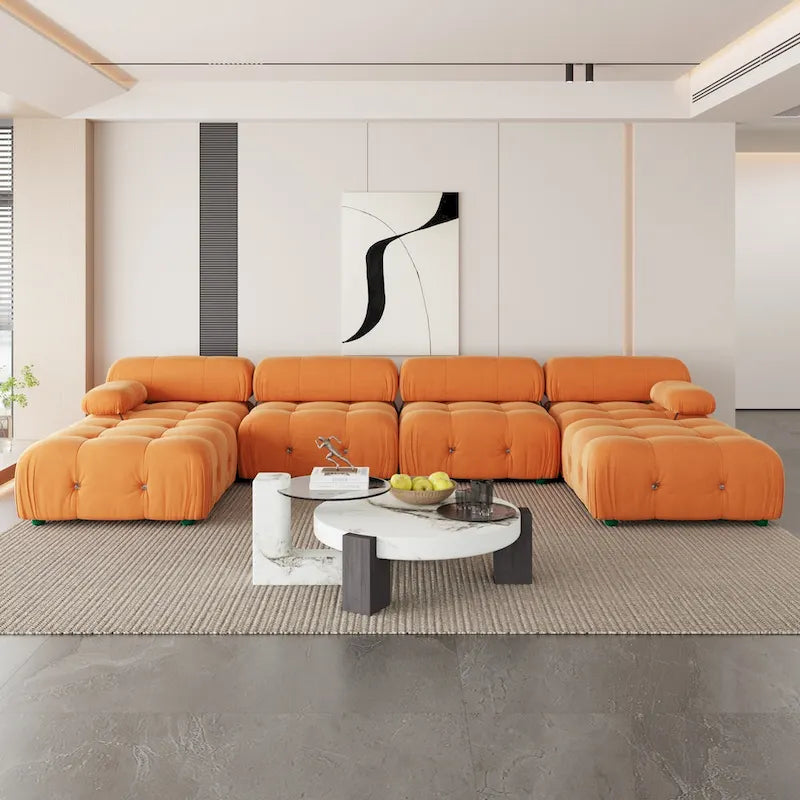 Canapé sectionnel modulaire moderne en velours en forme de U