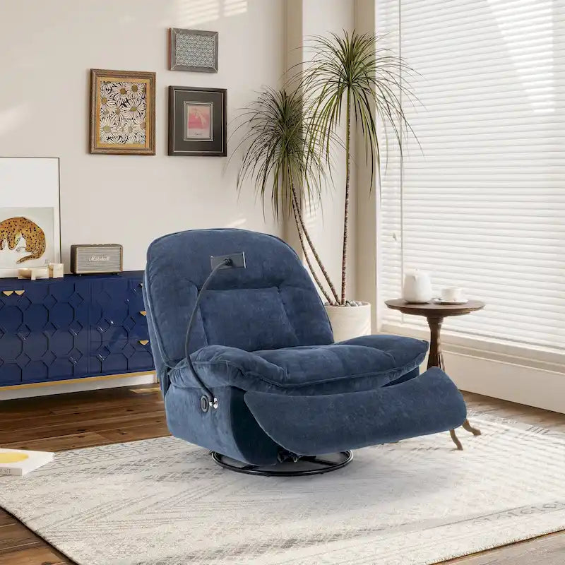 Fauteuil inclinable en chenille pivotant et réglable avec support de téléphone