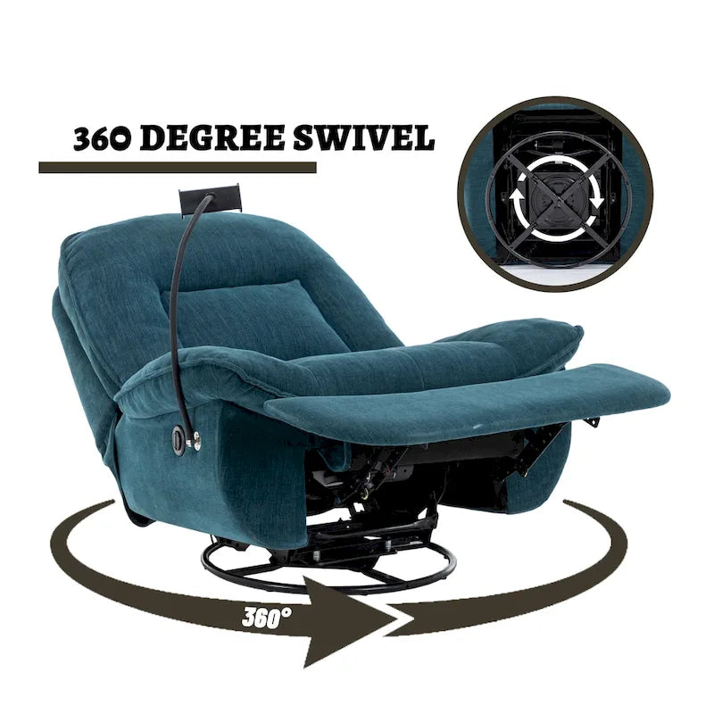 Fauteuil inclinable en chenille pivotant et réglable avec support de téléphone