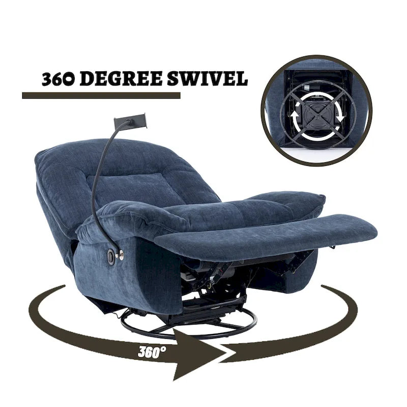 Fauteuil inclinable en chenille pivotant et réglable avec support de téléphone