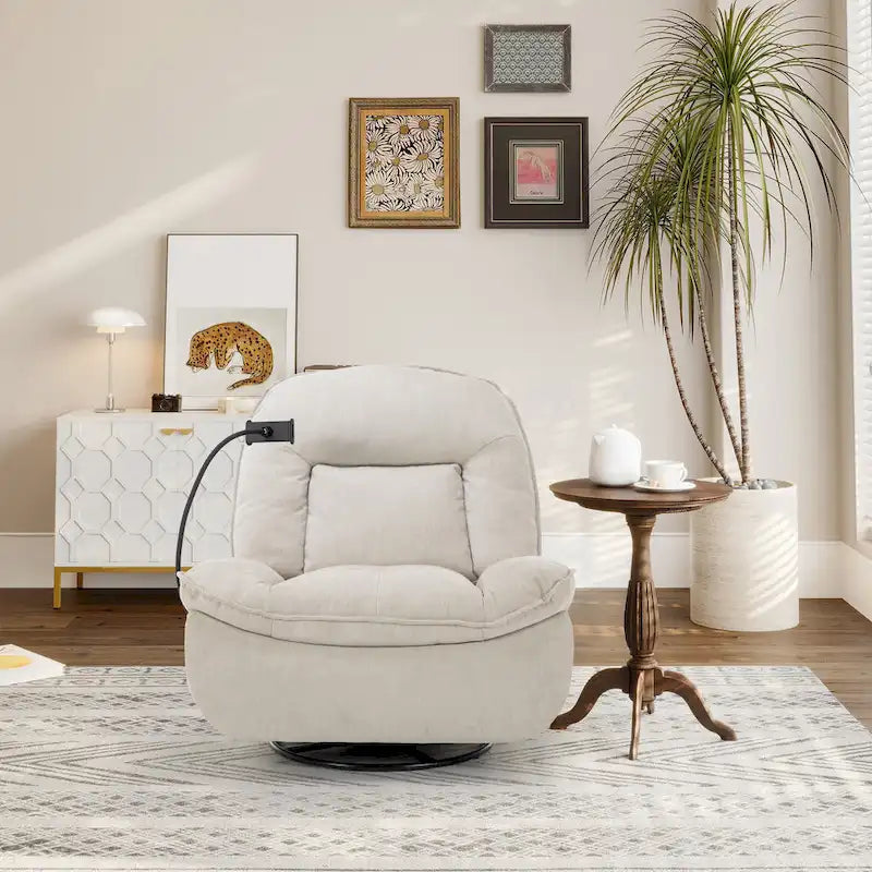 Fauteuil inclinable en chenille pivotant et réglable avec support de téléphone