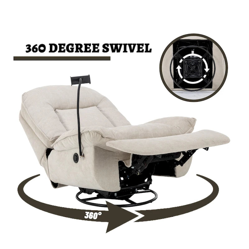 Fauteuil inclinable en chenille pivotant et réglable avec support de téléphone