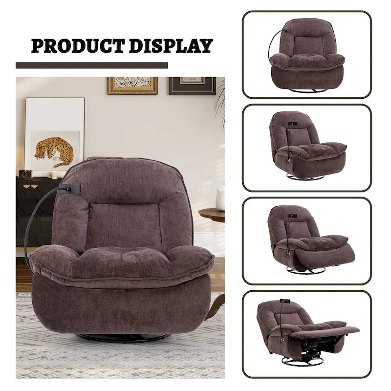 Fauteuil inclinable en chenille pivotant et réglable avec support de téléphone