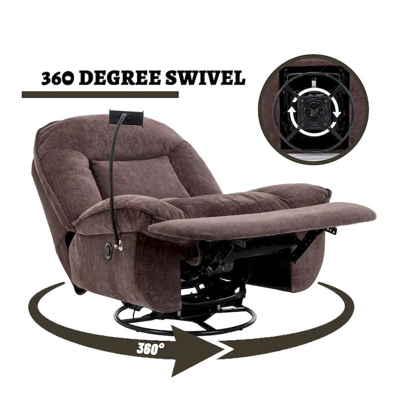 Fauteuil inclinable en chenille pivotant et réglable avec support de téléphone