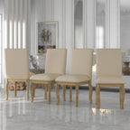Chaises de salle à manger capitonnées en bois avec clous décoratifs