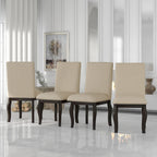 Chaises de salle à manger capitonnées en bois avec clous décoratifs