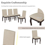 Chaises de salle à manger capitonnées en bois avec clous décoratifs