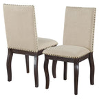 Chaises de salle à manger capitonnées en bois avec clous décoratifs