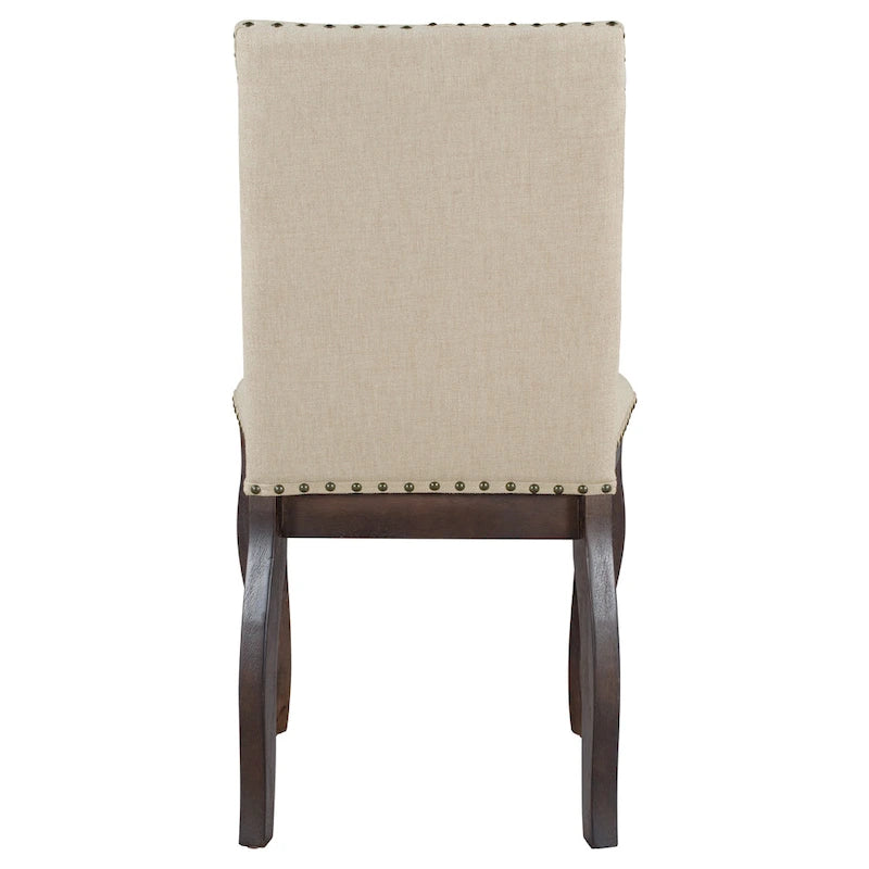 Chaises de salle à manger capitonnées en bois avec clous décoratifs