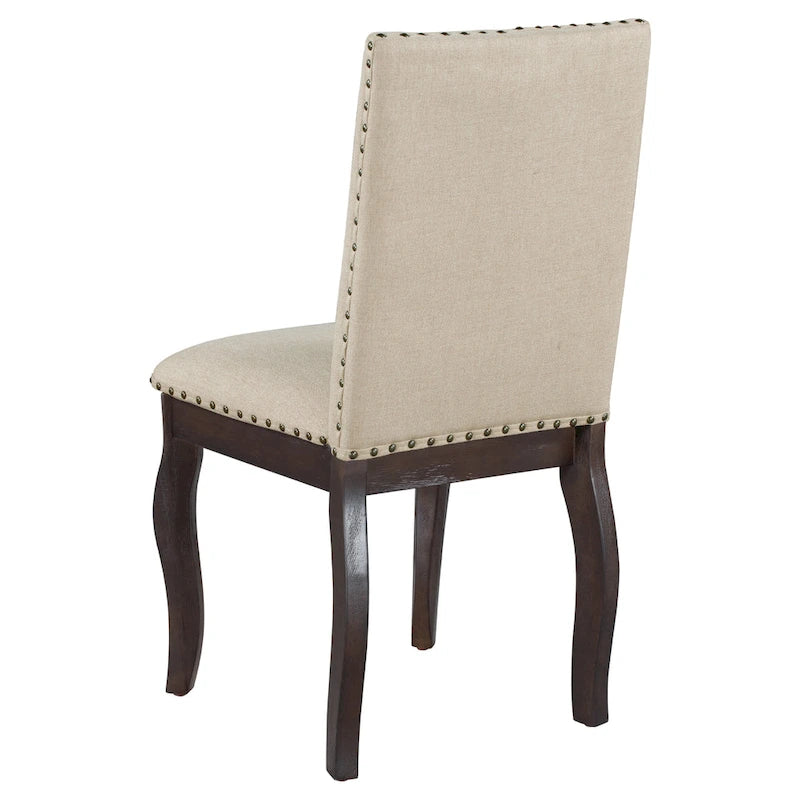 Chaises de salle à manger capitonnées en bois avec clous décoratifs