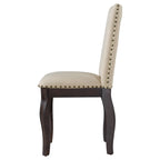 Chaises de salle à manger capitonnées en bois avec clous décoratifs