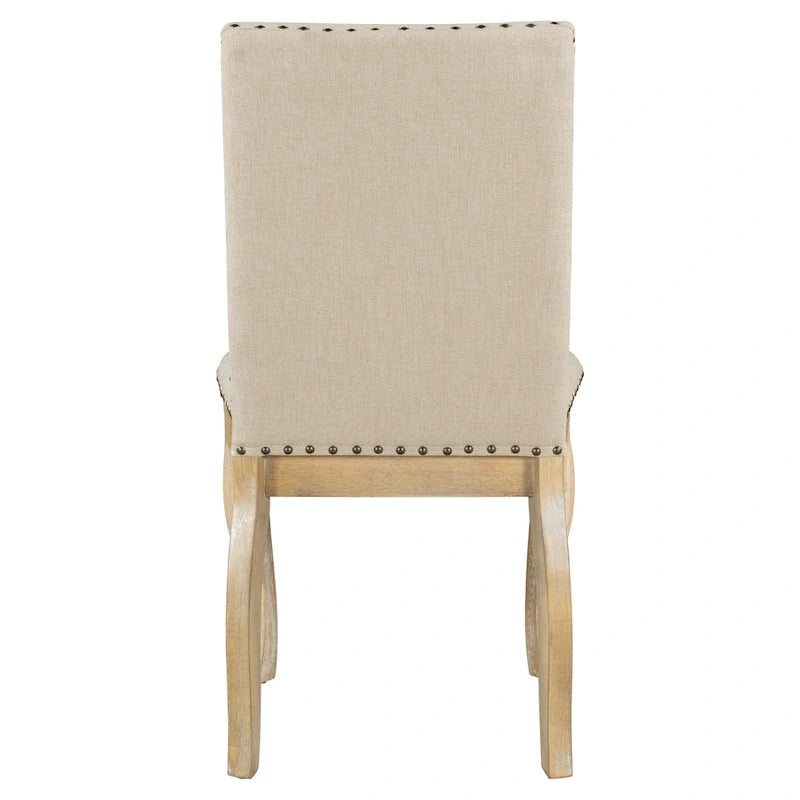 Chaises de salle à manger capitonnées en bois avec clous décoratifs