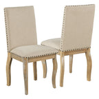 Chaises de salle à manger capitonnées en bois avec clous décoratifs