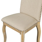 Chaises de salle à manger capitonnées en bois avec clous décoratifs