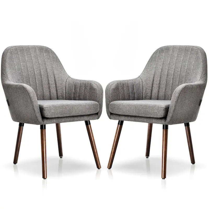Chaises de salle à manger en tissu, fauteuil rembourré avec pieds en bois