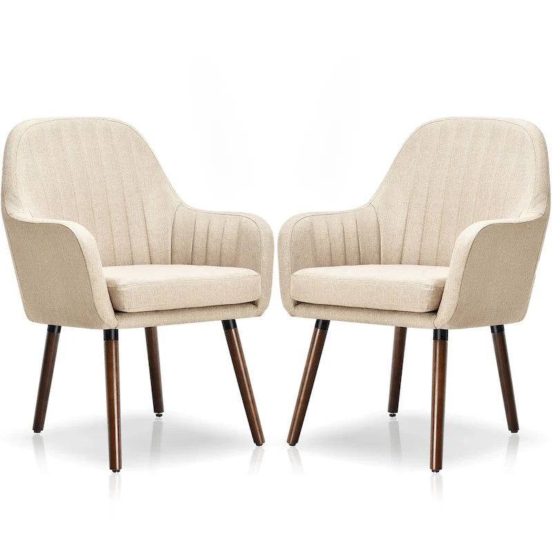 Chaises de salle à manger en tissu, fauteuil rembourré avec pieds en bois