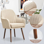 Chaises de salle à manger en tissu, fauteuil rembourré avec pieds en bois