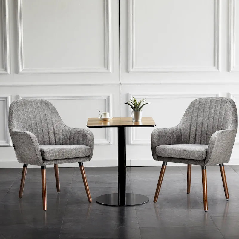Chaises de salle à manger en tissu, fauteuil rembourré avec pieds en bois