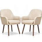 Chaises de salle à manger en tissu, fauteuil rembourré avec pieds en bois