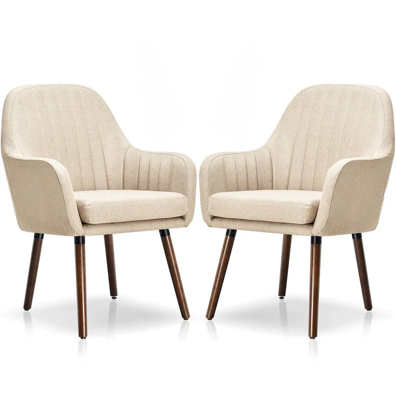Chaises de salle à manger en tissu, fauteuil rembourré avec pieds en bois