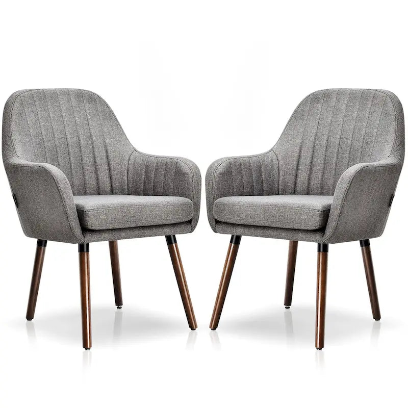 Chaises de salle à manger en tissu, fauteuil rembourré avec pieds en bois